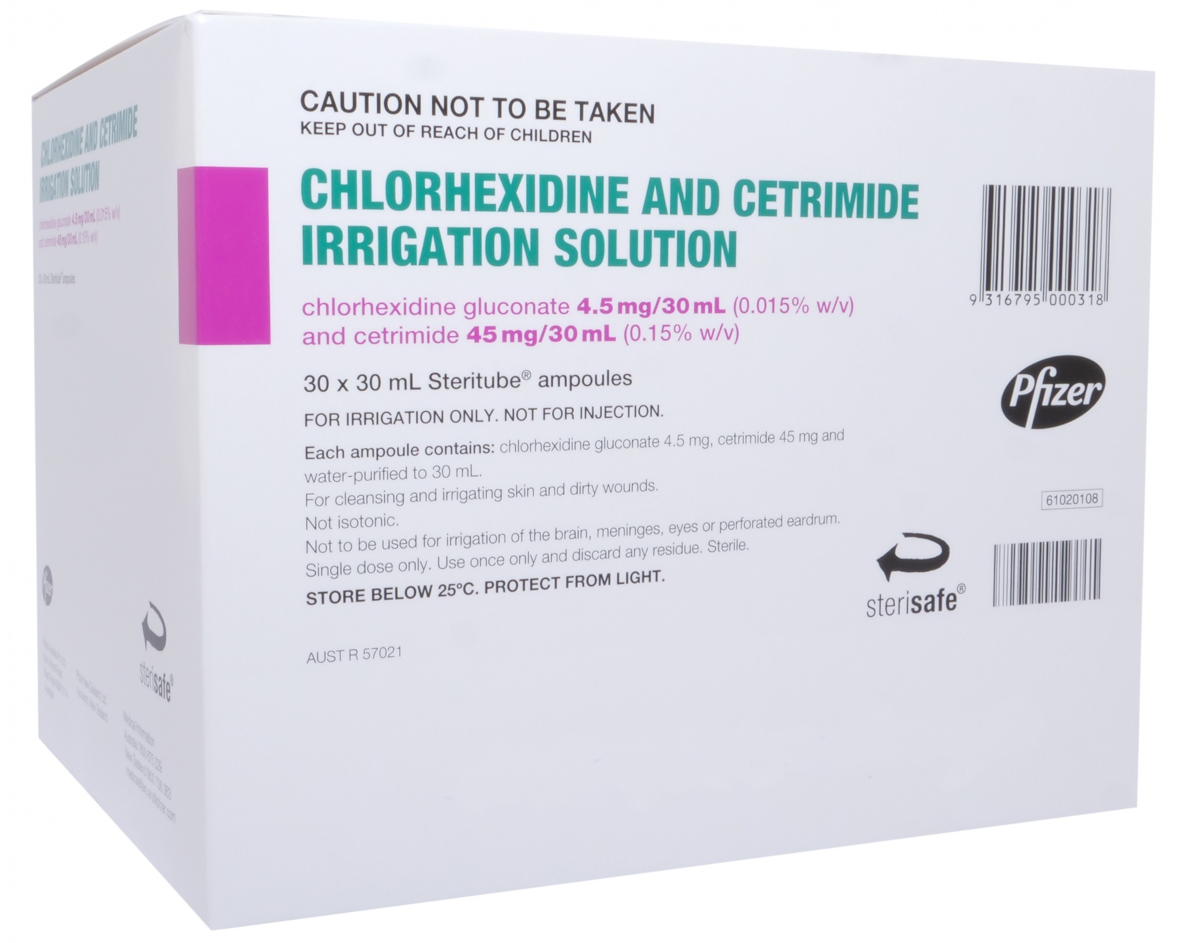 Chlorhexidine & Cetrimide 30ml Steritube - Box 30