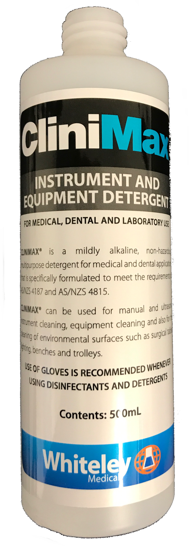 Whiteley Clinimax Alkaline Detergent  500ml Empty Bottle