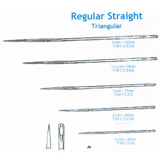 KAT-Eyed Fine Straight Triangular Needle 3.5inch Pkt of 2