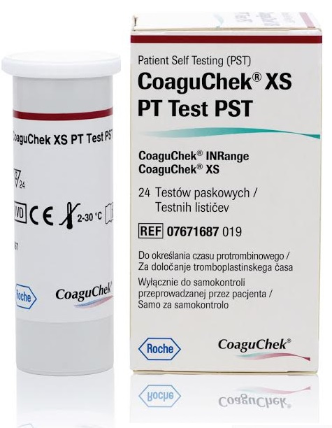 CoaguChek XS PT PST Test Strip For INRange Meter Packet of 24