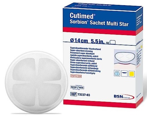 Cutimed Sorbion Sachet Multi Star Sterile Absorbent Wound Dressing 8cm