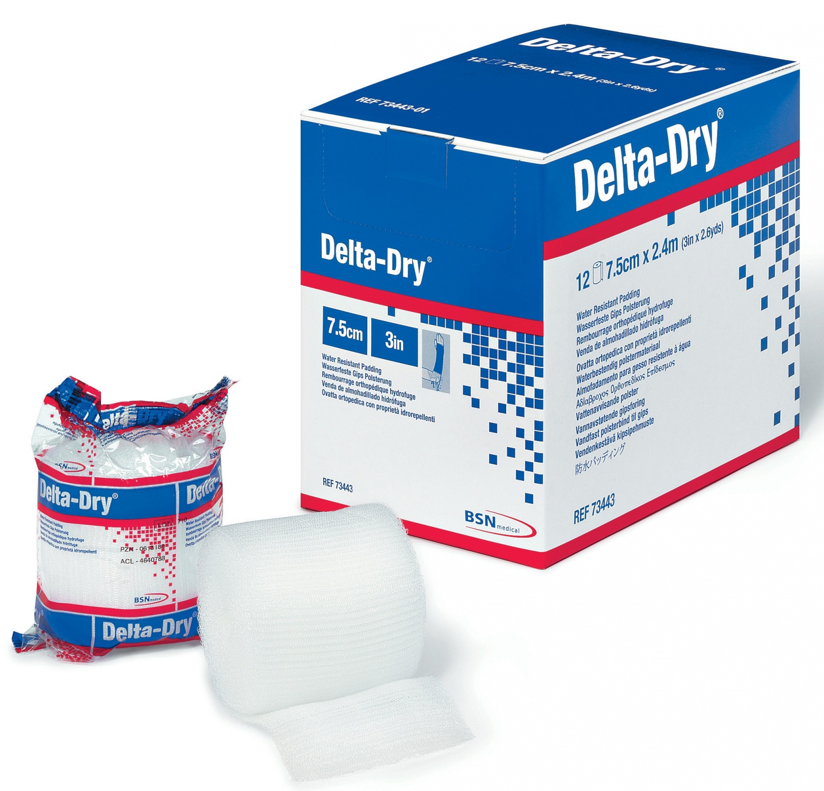 Delta-Dry Water Resistant Cast Padding 7.5cm x 2.4m