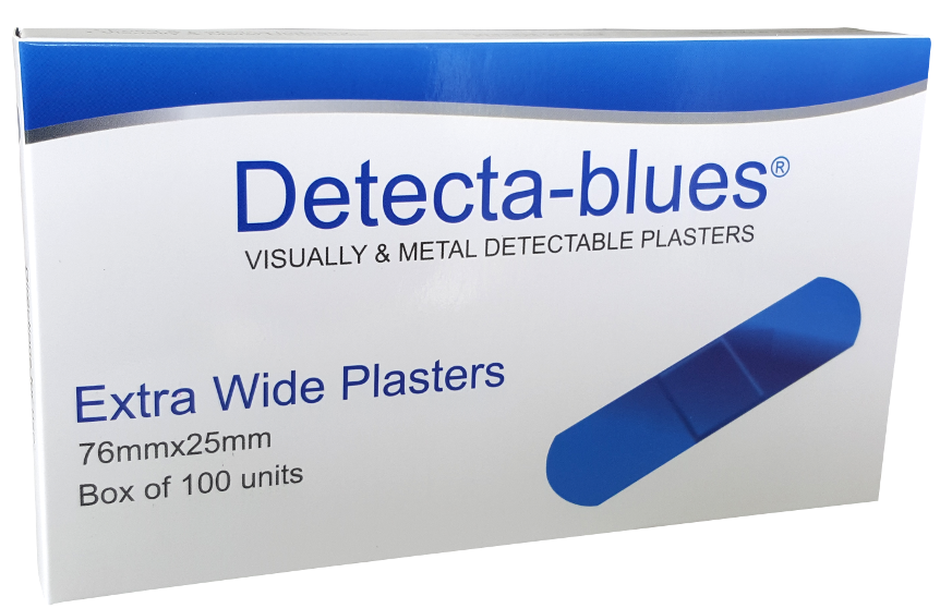Detecta-Blues BLUE Plaster Metal Detectable Waterproof Extra Wide 25mm x 76mm