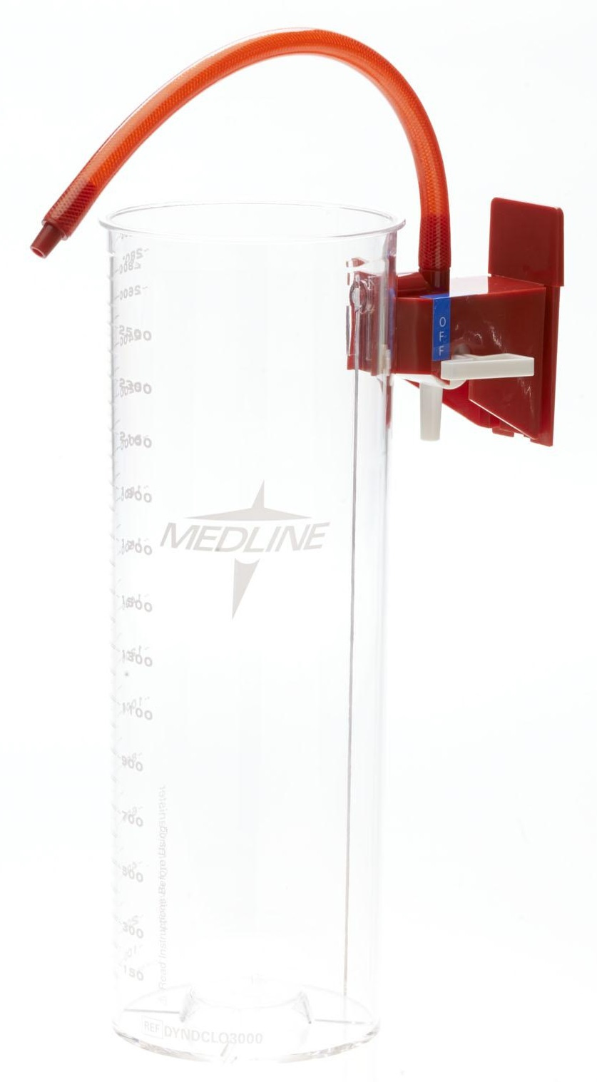Medline Suction Cannister for Soft Liners with Red Bracket and Vacuum Tubing 3000ml