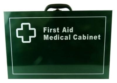 First Aid Cabinet - EMPTY Metal Cabinet Green with latch 440x290x150mm