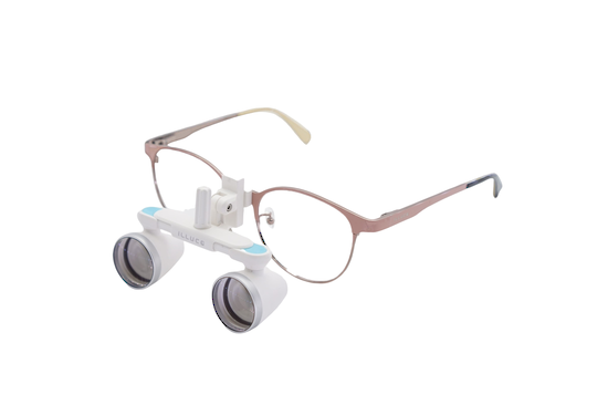 Illuco Galilean Surgical Loupes Flip Up 3.5X Magnification Pink Frames 35cm WD