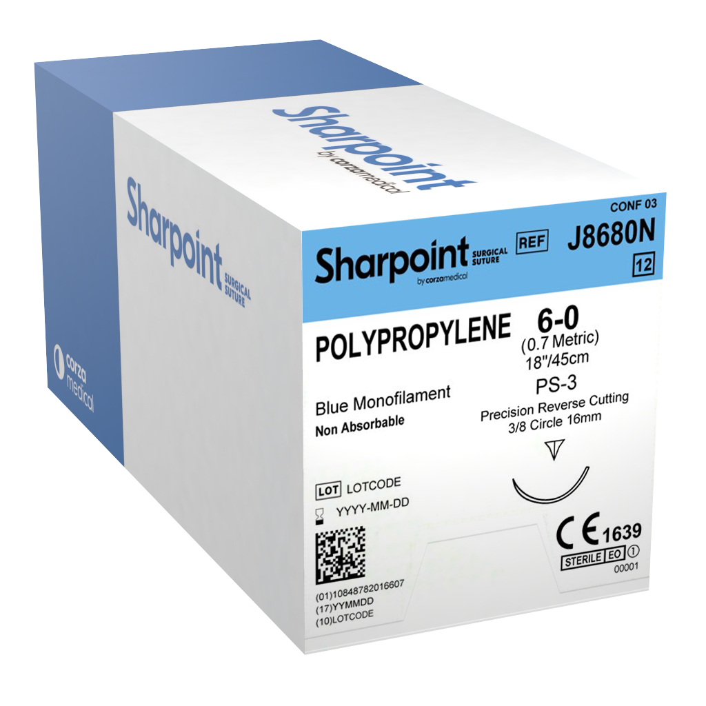 Sharpoint Plus Suture Polypropylene 3/8 Circle PRC 6/0 16mm 45cm