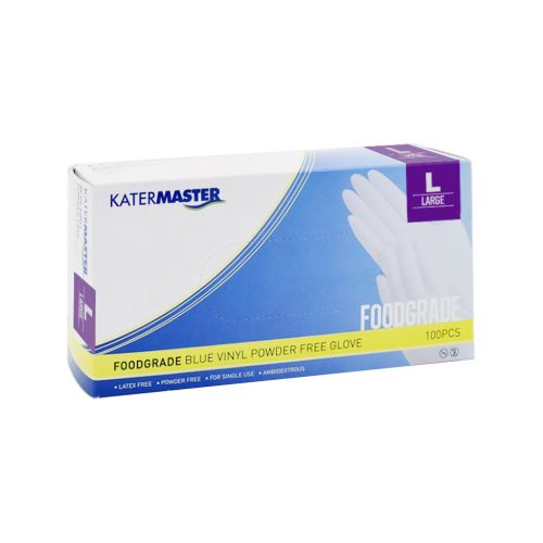 Katermaster Gloves Vinyl BLUE Powder Free Large