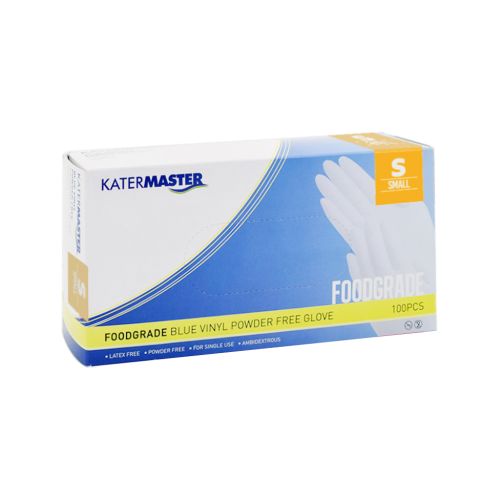 Katermaster Gloves Vinyl BLUE Powder Free Small