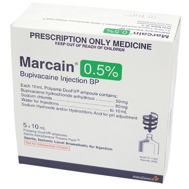 Marcain 0.5% Plain Poly Amp  5 x 10ml