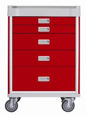 Milano Emergency Cart Base Unit Red - Drawers 2,2,1