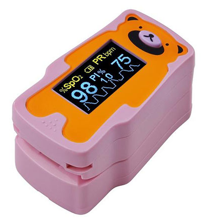 Paediatric Pulse Oximeter Fingertip with Silicone Surround - PINK