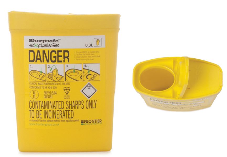 Plascare Sharps Container 300ml with Standard Flip Lid