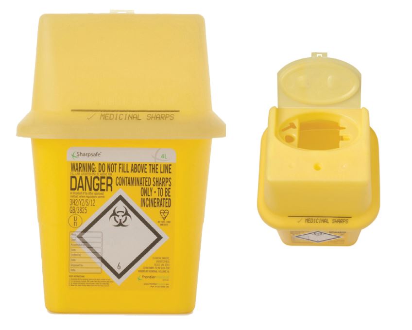 Plascare Sharps Container 4L with Standard Lid