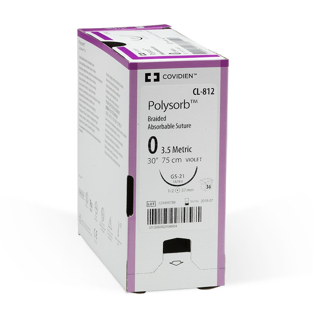Polysorb Suture 1/2 Circle TP 2 GS26 65mm 240cm Violet