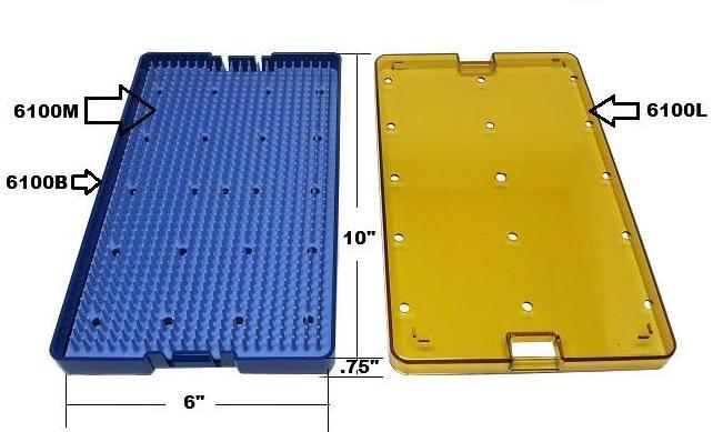 PST Instrument Microsurgery Tray - Base, Lid and Mat 15 x 25 x 2cm