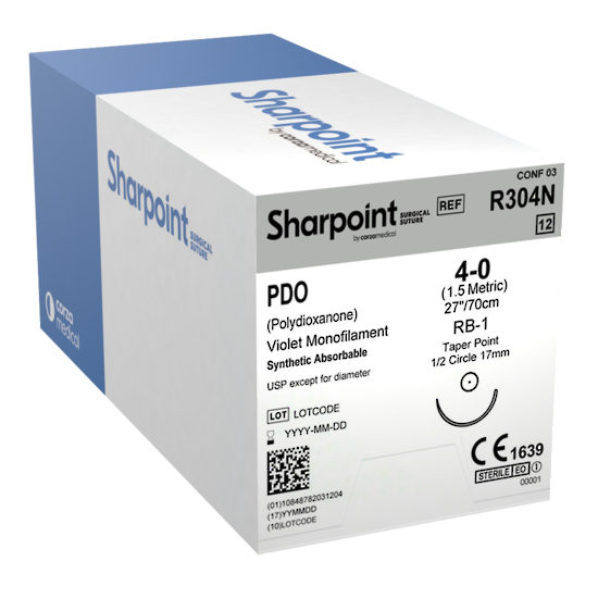 Sharpoint Plus Suture PDO 1/2 Circle TP 4/0 17mm 70cm Violet