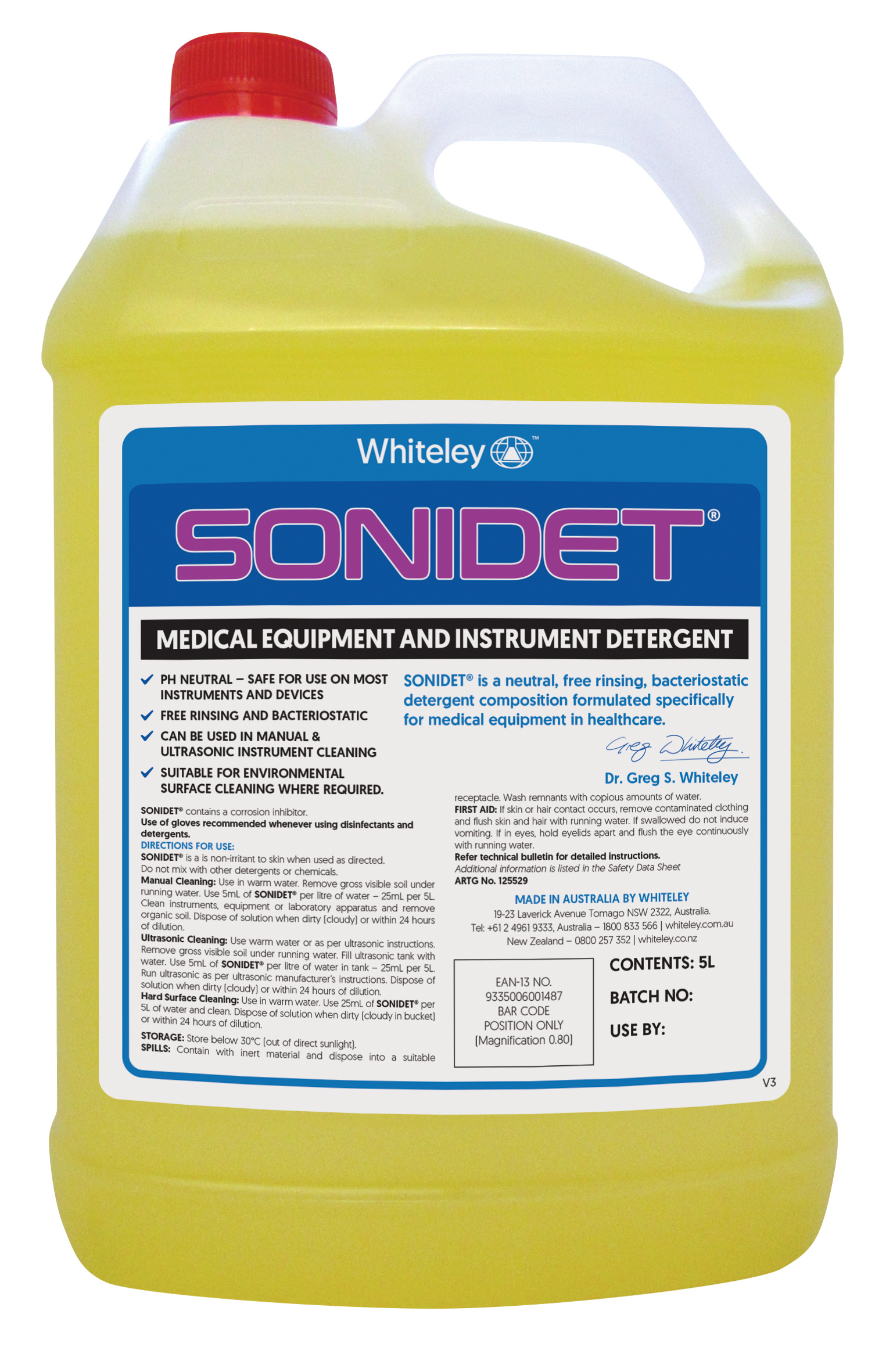 Whiteley Sonidet Neutral Liquid Detergent 5 litre