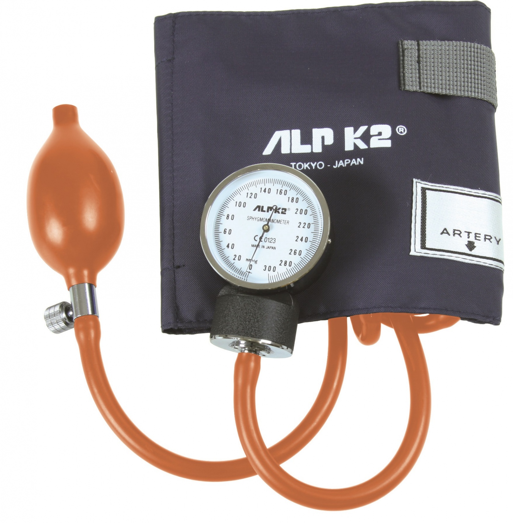 AlpK2 Two Hand Aneroid Sphygmomanometer Navy Blue Boxed - Latex Free