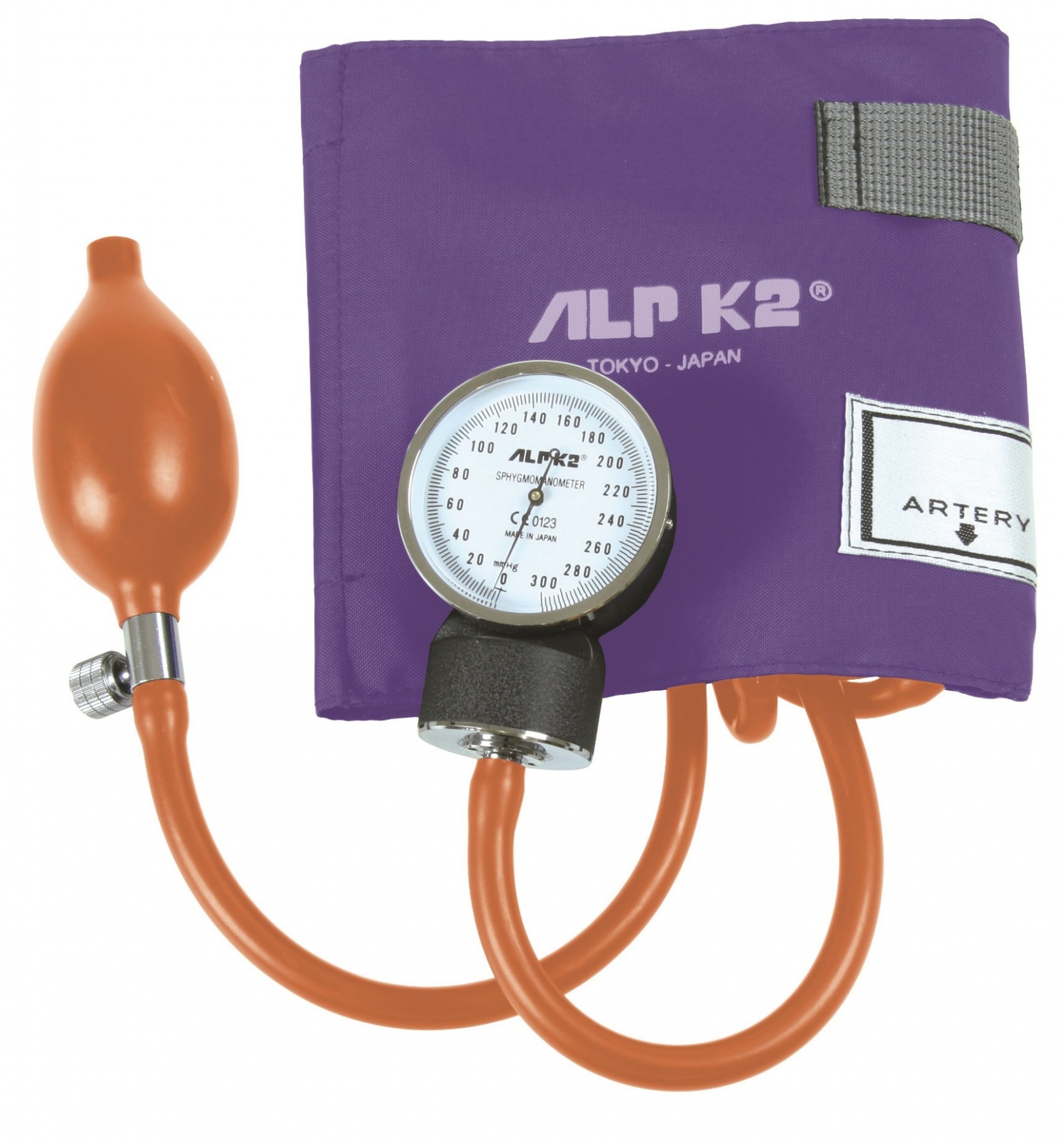 AlpK2 Two Hand Aneroid Sphygmomanometer Purple Latex Free Clam Shell
