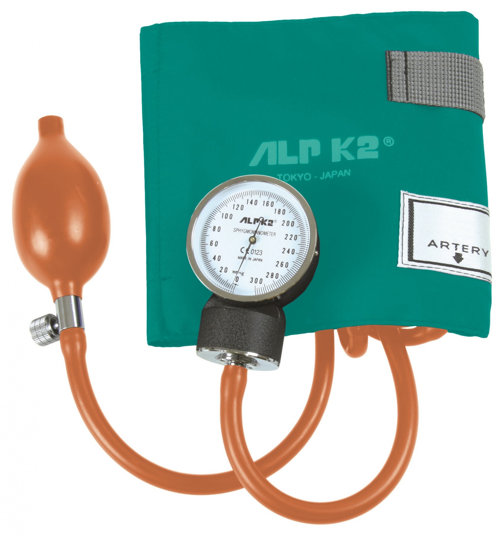 AlpK2 Two Hand Aneroid Sphygmomanometer Teal Latex Free Clam Shell