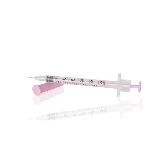 Terumo Syringe Unisharp Fixed Needle 31g x 8mm Pink 0.3ml