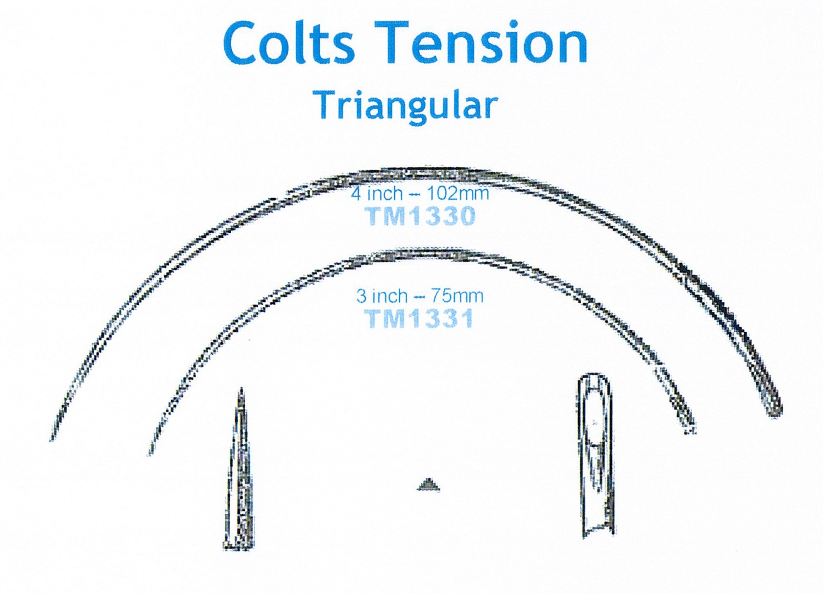 KAT-Eyed Colts Tension Triangular Needle 4 inch Pkt of 2