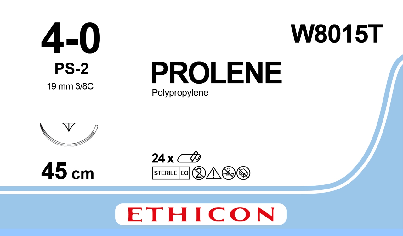 Ethicon Prolene Suture 3/8 Circle PPRC 4/0 PS-2 19mm 45cm