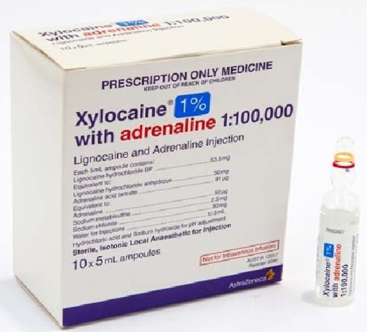Xylocaine 1% Adrenaline 1:100000 Ampoules 10x5ml