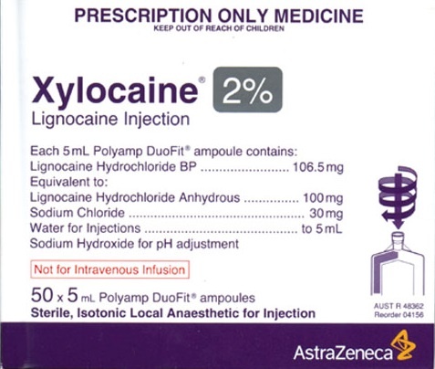 Xylocaine 2% Plain Polyamp Duofit Ampoules 50 x 5ml