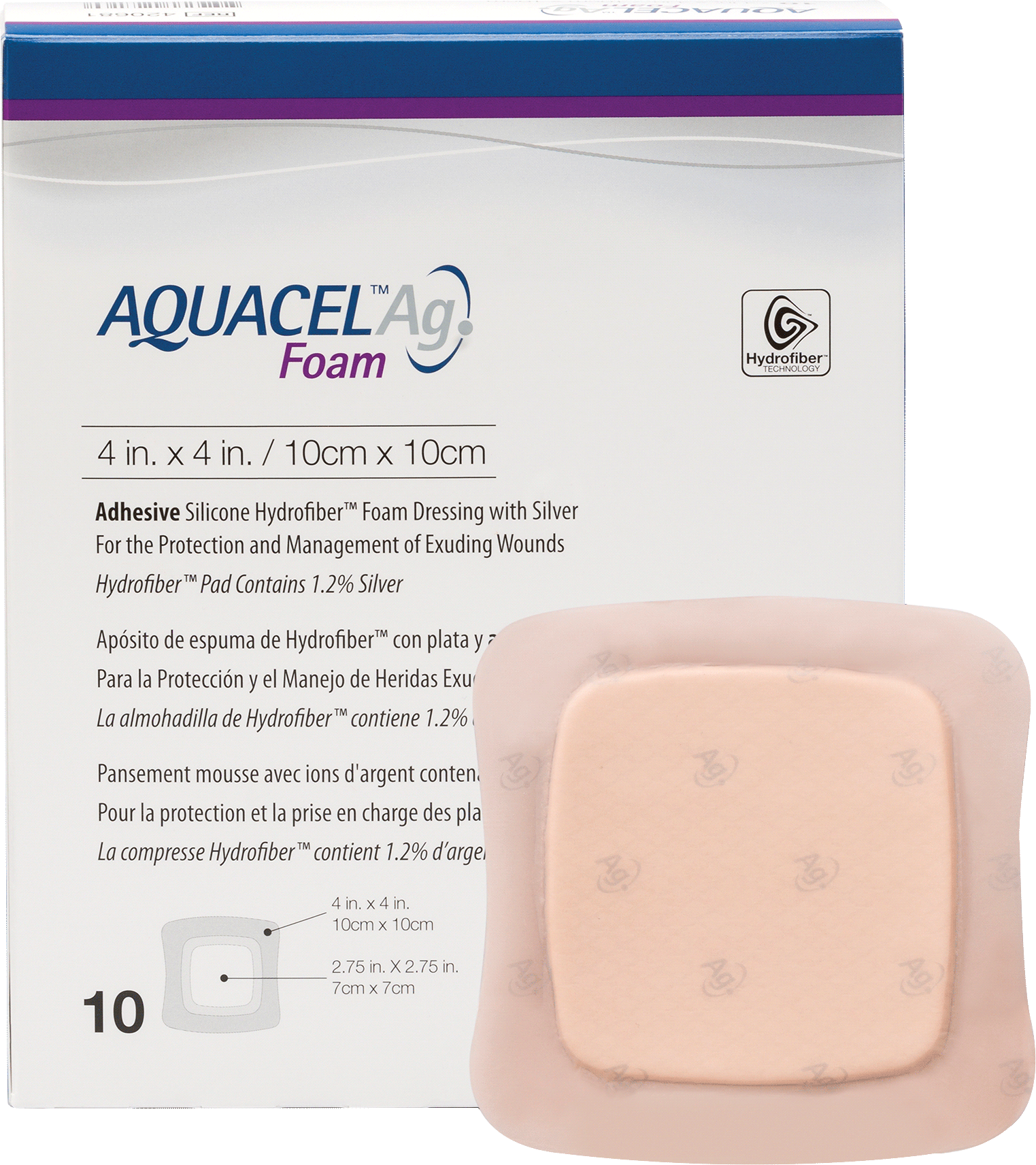 Aquacel AG Foam Adhesive Wound Dressing 8cm x 8cm image 0