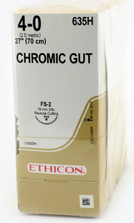 Ethicon Suture Chromic Gut 3/8 Circle RC 4/0 FS-2 19mm 70cm image 1