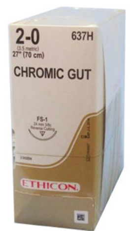 Ethicon Suture Chromic Gut 3/8 Circle RC 2/0 FS1 24mm 70cm image 1