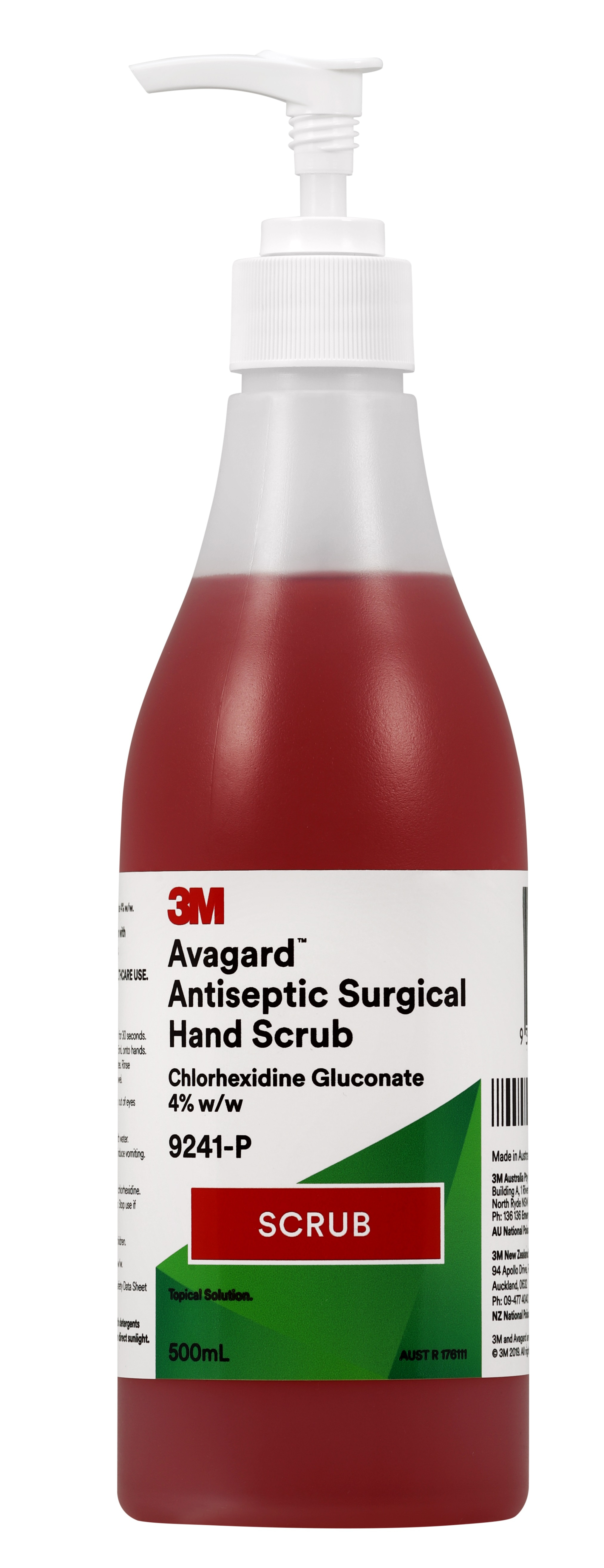 3M Avagard Antiseptic CHG 4% Surgical Hand Scrub 500ml image 0