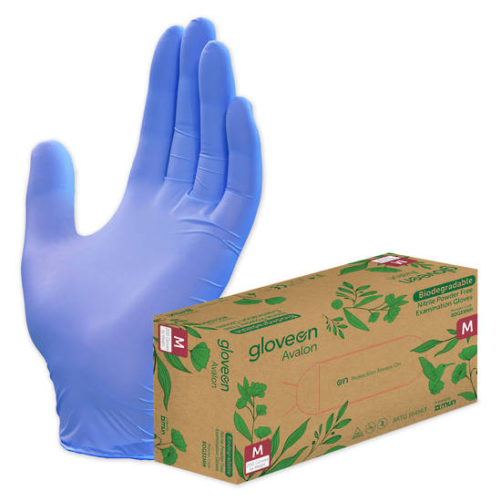 GloveOn Avalon Biodegradable Nitrile Exam Gloves Powder Free Box of 200 Medium image 0