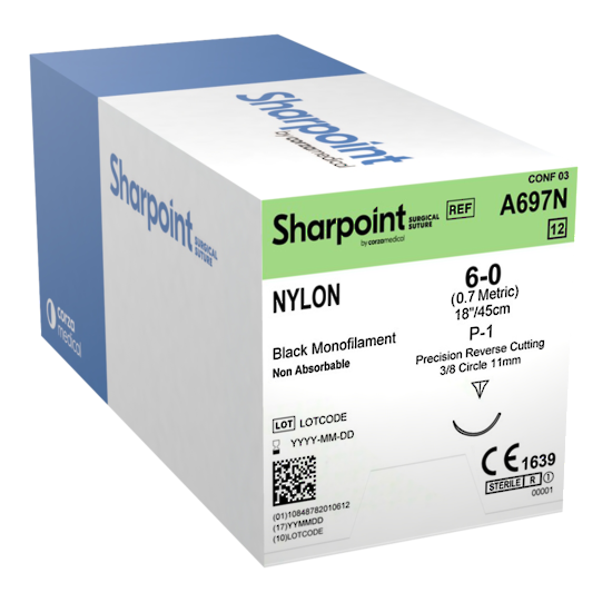 Sharpoint Plus Suture Nylon 3/8 Circle PRC 6/0 11mm 45cm image 0