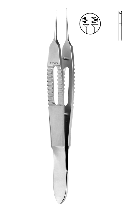 Nopa Bonn Suture Forcep 10cm 0.12mm Tip 1x2 Teeth image 0