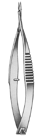 Vannas Spring Handle Scissors, Round Handle, 3” (8cm), 8mm d, CVD Tips
