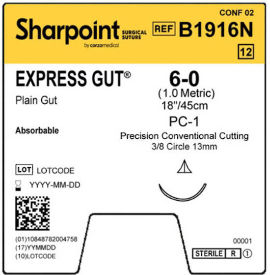 Sharpoint Express Gut 3/8 Circle PCC 6/0 13mm 45cm image 1