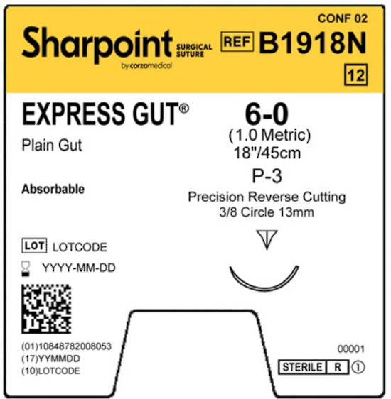 Sharpoint Express Gut 3/8 Circle PRC 6/0 13mm 45cm image 1