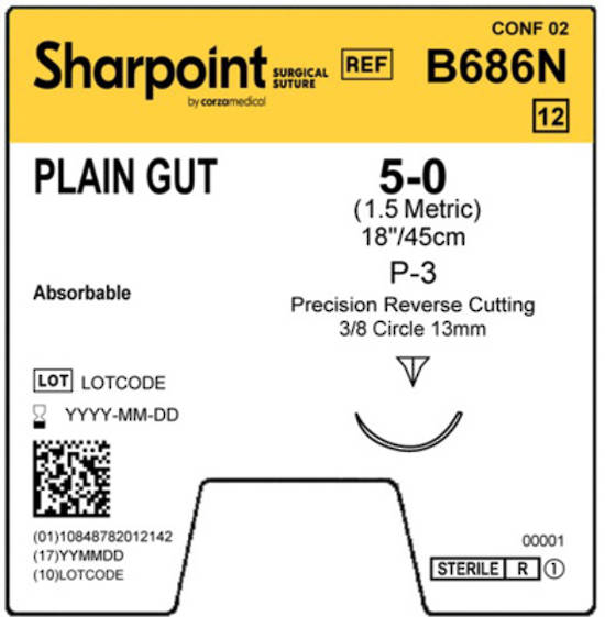 Sharpoint Plain Gut 3/8 Circle PRC 5/0 13mm 45cm image 1