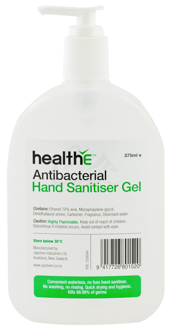 HealthE Alcohol Gel Antibacterial Hand Cleanser 375ml image 0