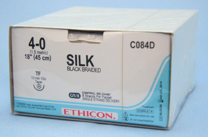 Ethicon Suture Silk 1/2 Circle TP 4/0 TF 13mm Control Release 45cm image 1