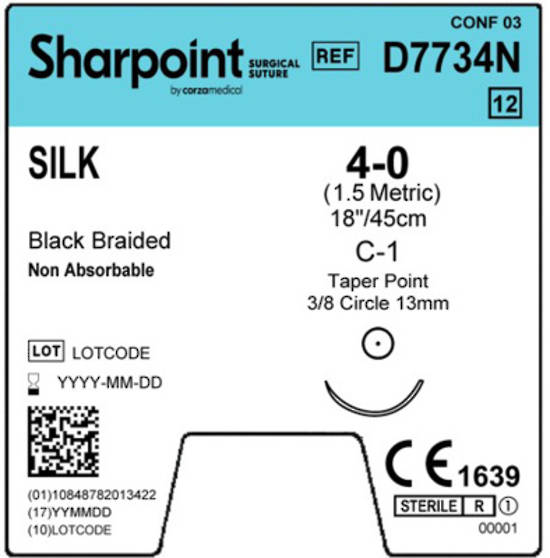 Sharpoint Plus Suture Silk 3/8 Circle TP 4/0 13mm 45mm image 1