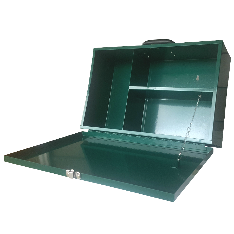 First Aid Cabinet - EMPTY Metal Cabinet Green with latch 440x290x150mm image 1