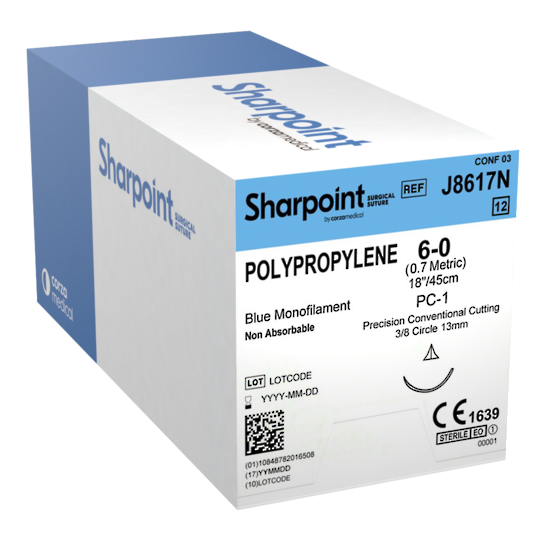 Sharpoint Plus Suture Polypropylene 3/8 Circle PCC 6/0 13mm 45cm image 0