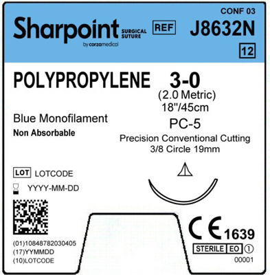 Sharpoint Plus Suture Polypropylene 3/8 Circle PCC 3/0 19mm 45cm image 1