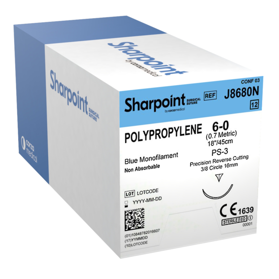 Sharpoint Plus Suture Polypropylene 3/8 Circle PRC 6/0 16mm 45cm image 0