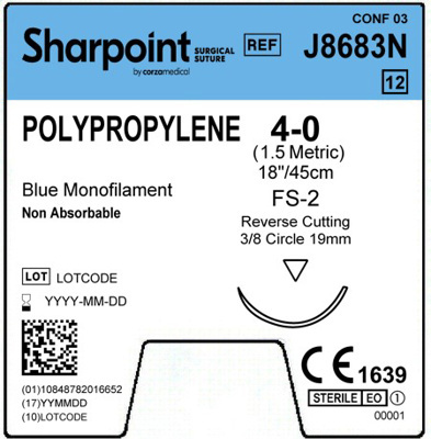 Sharpoint Plus Suture Polypropylene 3/8 Circle RC 4/0 19mm 45cm image 1