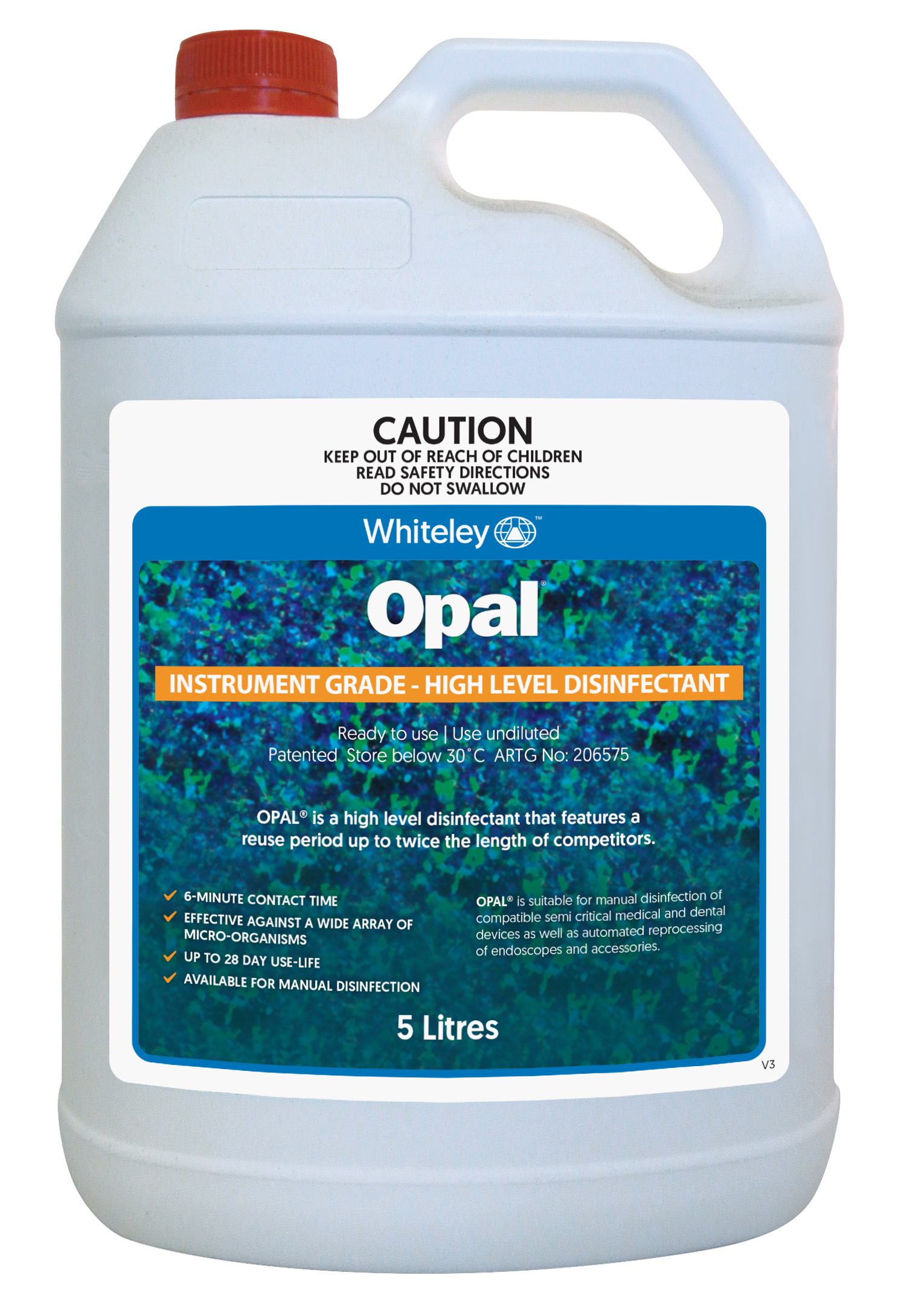 Whiteley Opal OPA Instrument Grade Disinfectant Liquid 5 Litre image 0